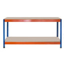 2x SX800 Workbenches - 915mm High - 800kg - Chipboard - Blue/Orange