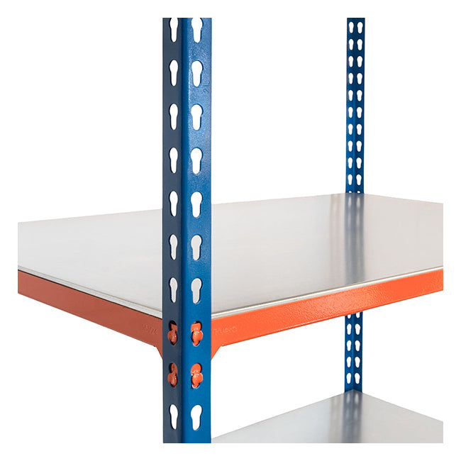 3x SX200 Industrial Shelving - 1830mm High - 200kg - Steel - Blue & Orange