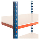 3x SX200 Industrial Shelving - 2440mm High - 200kg - Melamine - Blue & Orange