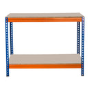 1x CRW Heavy Duty Workbench - 915mm High - 400kg - Chipboard - Blue/Orange