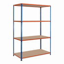4x SX200 Industrial Shelving - 1830mm High - 200kg - Chipboard - Blue & Orange