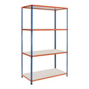 3x SX200 Industrial Shelving - 2440mm High - 200kg - Melamine - Blue & Orange