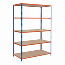 4x SX200 Industrial Shelving - 1830mm High - 200kg - Chipboard - Blue & Orange