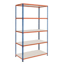 3x SX200 Industrial Shelving - 2440mm High - 200kg - Melamine - Blue & Orange