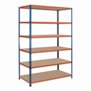 4x SX200 Industrial Shelving - 1830mm High - 200kg - Chipboard - Blue & Orange
