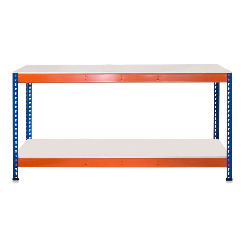2x SX800 Workbenches - 915mm High - 800kg - Melamine - Blue/Orange