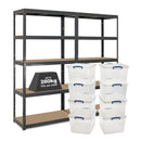 2x VRS Shelving Units - 2130mm High - Grey with 8x 33.5L Really Useful Boxes