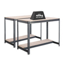 2x CRW Workbenches - Lower Half Shelf - 915mm High - 400kg - Chipboard - Grey