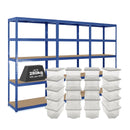 3x VRS Shelving Units - 1800mm High - Blue with 20x 37L Wham Plastic Storage Boxes