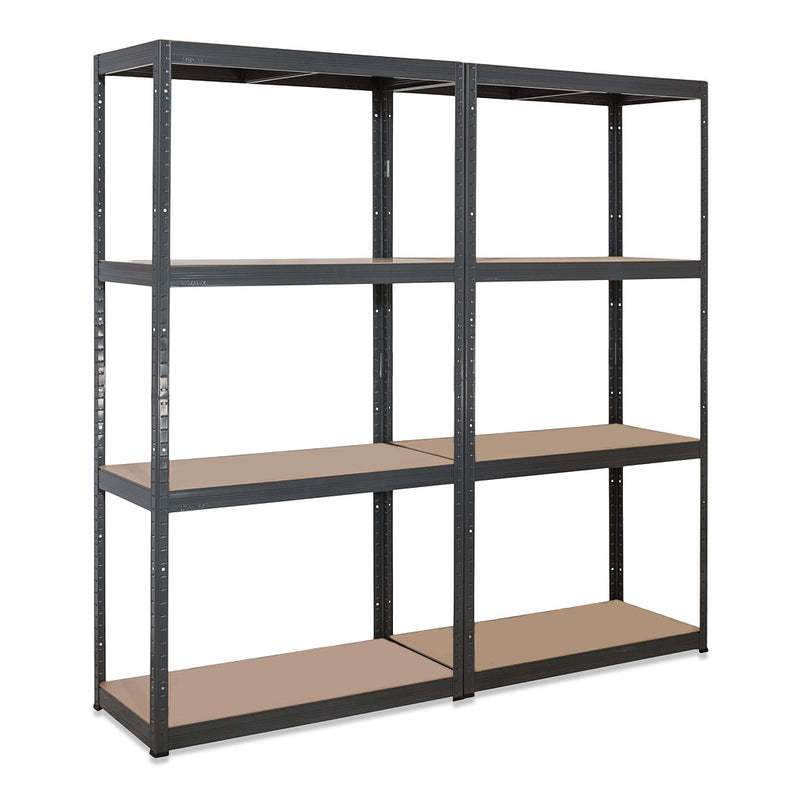 2x VRS Shelving Units - 1600mm High - Grey with 12x 33.5L Really Useful Boxes