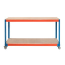 1x SX400 Mobile Workbench - 925mm High - 300kg - Chipboard - Blue & Orange