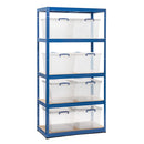 1x VRS Shelving Unit - 1800mm High - Blue with 8x 33.5L Really Useful Boxes