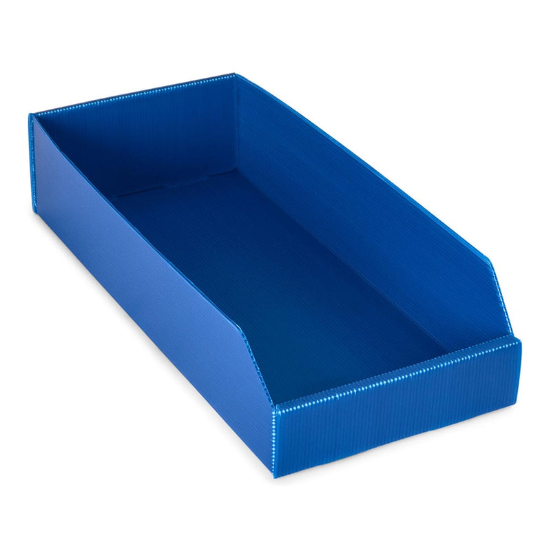 K-Bins Flat Pack Corrugated Plastic Parts Bins - Blue