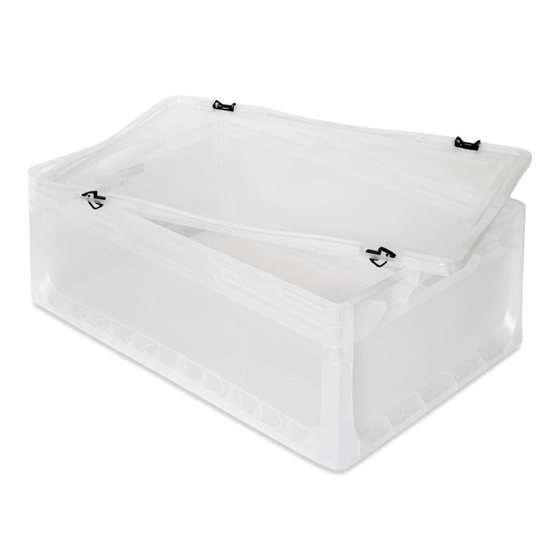 Euro Containers with Hinged Lids - Clear - All Sizes