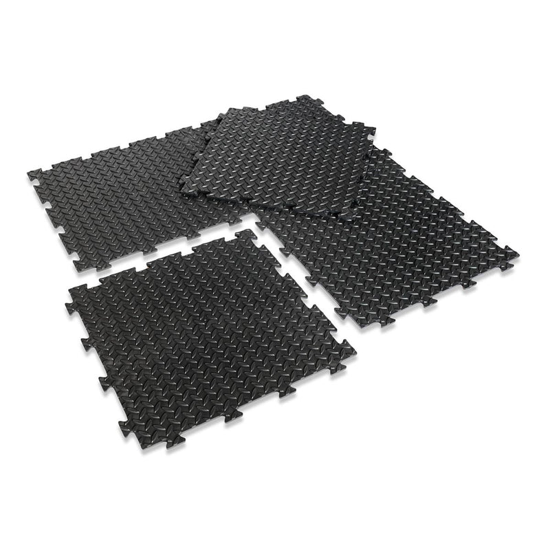 Interlocking Floor Tiles (PVC) - Checker Plate Surface