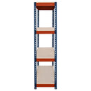 1x CRW Heavy Duty Garage Shelving - 1800mm High - 500kg - Blue & Orange