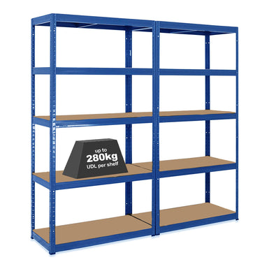 2x VRS Industrial Shelving - 2130mm High - 200/280kg - Blue
