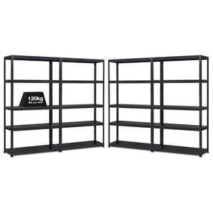 4x MT Metal Shed Shelving - 1800mm High - 90/130kg - Black