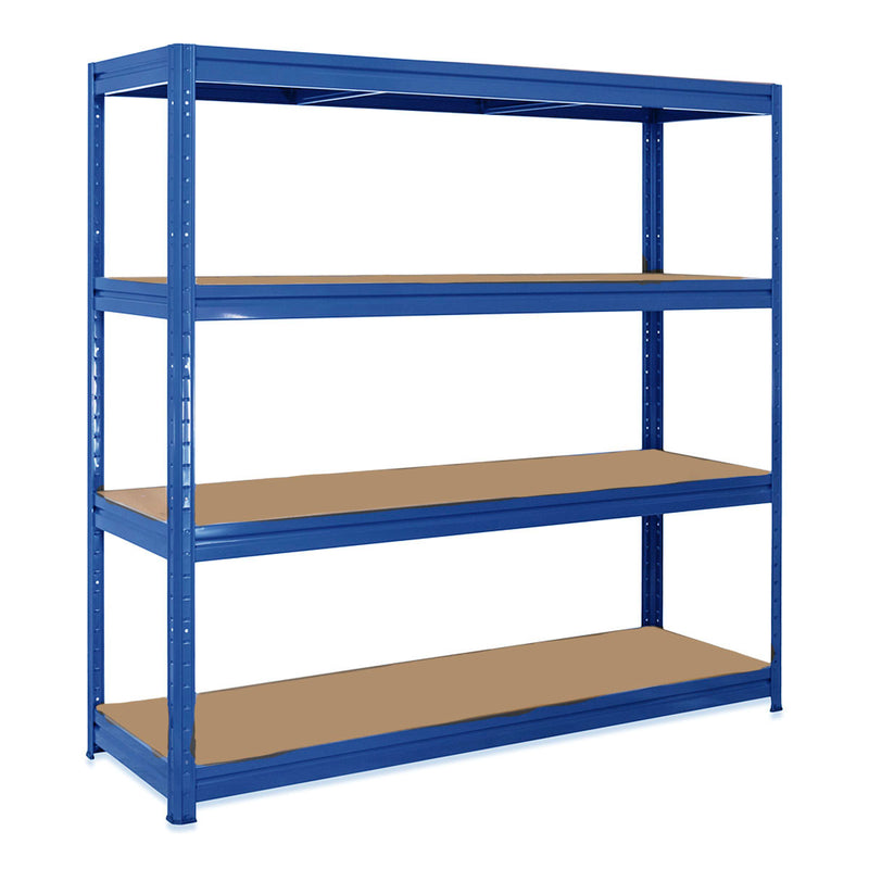 2x HRX Heavy Duty Shelving - 1770mm High - Blue with 12x 37L Wham DIY Plastic Storage Boxes
