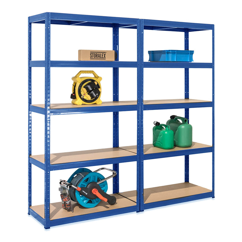2x VRS Shelving Unit - 1800mm High - Blue with 12x 60L Wham Plastic Storage Boxes
