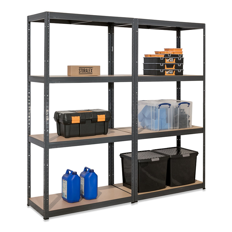 2x VRS Shelving Units - 1600mm High & 1x Workbench - 1200mm Wide - Grey