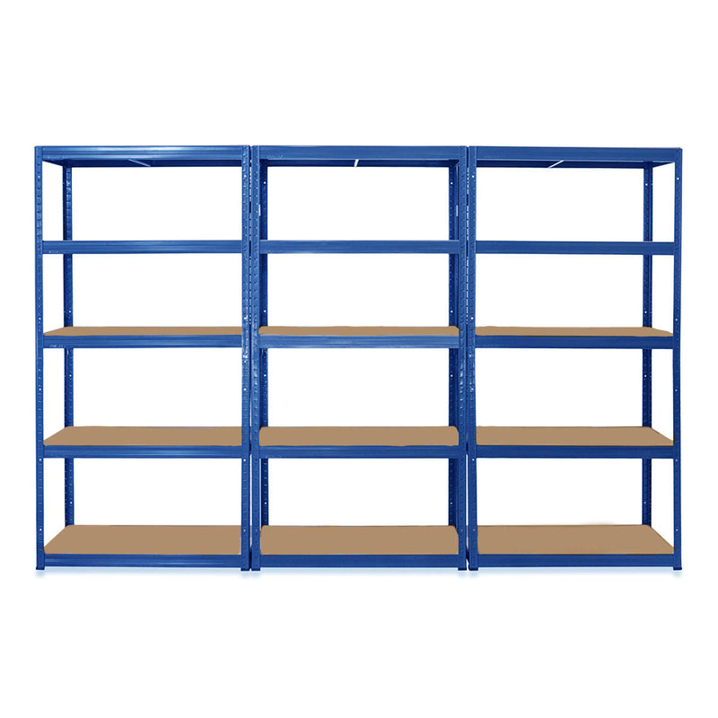 3x VRS Shelving Unit - 1800mm High - Blue with 8x 60L Wham Plastic Storage Boxes