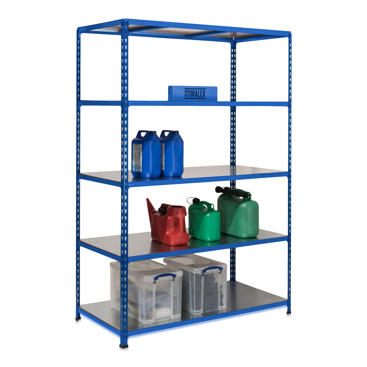2x Storalex SX200 Steel Shelving 1830mm High 200kg Blue - Tufferman