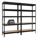 2x MSR Heavy Duty Shelving - 1800mm High - Up to 250kg - Elm Coated MDF Decks - Black