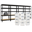 4x MSR Shelving Units - 1800mm High - Black with 12x 33.5L Really Useful Boxes