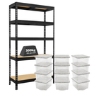 1x MSR Shelving Unit - 1800mm High - Black with 12x 60L Wham Plastic Storage Boxes