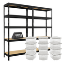 2x MSR Shelving Unit - 1800mm High - Black with 12x 60L Wham Plastic Storage Boxes