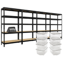 4x MSR Shelving Units - 1800mm High - Black with 8x 60L Wham Plastic Storage Boxes