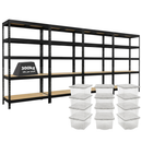 4x MSR Shelving Unit - 1800mm High - Black with 12x 60L Wham Plastic Storage Boxes