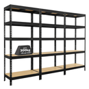 3x MSR Industrial Shelving - 1800mm High - Up to 300kg - Black