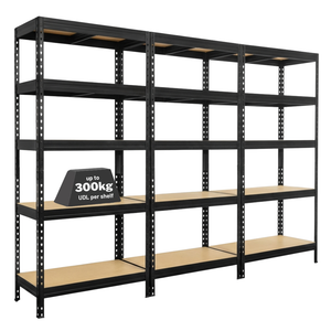 3x MSR Industrial Shelving - 1800mm High - Up to 300kg - Black