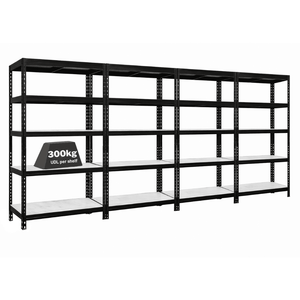 4x MSR Garage Shelving - 1800mm High - Up to 250kg - Light Larch Coated MDF Decks - Black