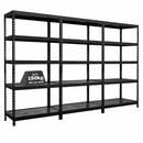 3x MSR Metal Shelving - 1800mm High - Up to 150kg - Mesh Decks - Black