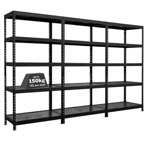 3x MSR Metal Shelving - 1800mm High - Up to 150kg - Mesh Decks - Black