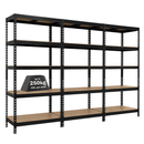 3x MSR Garage Shelving - 1800mm High - Up to 250kg - Elm Coated MDF Decks - Black