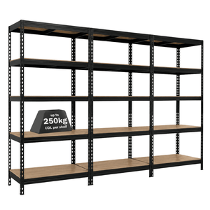 3x MSR Garage Shelving - 1800mm High - Up to 250kg - Elm Coated MDF Decks - Black