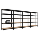 4x MSR Heavy Duty Shelving - 1800mm High - Up to 250kg - Elm Coated MDF Decks - Black