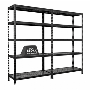 2x MSR Metal Shelving - 1800mm High - Up to 150kg - Mesh Decks - Black