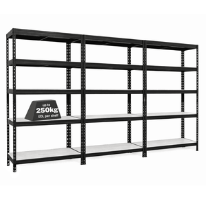 3x MSR Garage Shelving - 1800mm High - Up to 250kg - Light Larch Coated MDF Decks - Black