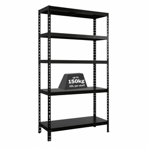 1x MSR Metal Shelving - 1800mm High - Up to 150kg - Steel Decks - Black