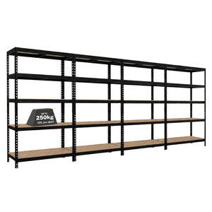 4x MSR Garage Shelving - 1800mm High - Up to 250kg - Elm Coated MDF Decks - Black