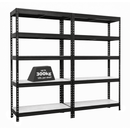 2x MSR Garage Shelving - 1800mm High - Up to 250kg - Light Larch Coated MDF Decks - Black