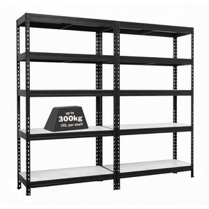 2x MSR Garage Shelving - 1800mm High - Up to 250kg - Light Larch Coated MDF Decks - Black