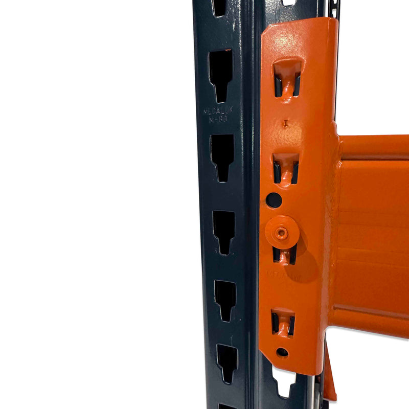 3x Pallet Racking Bays 1100mm deep - Holds Euro pallets (800w x 1200d mm) - Blue & Orange