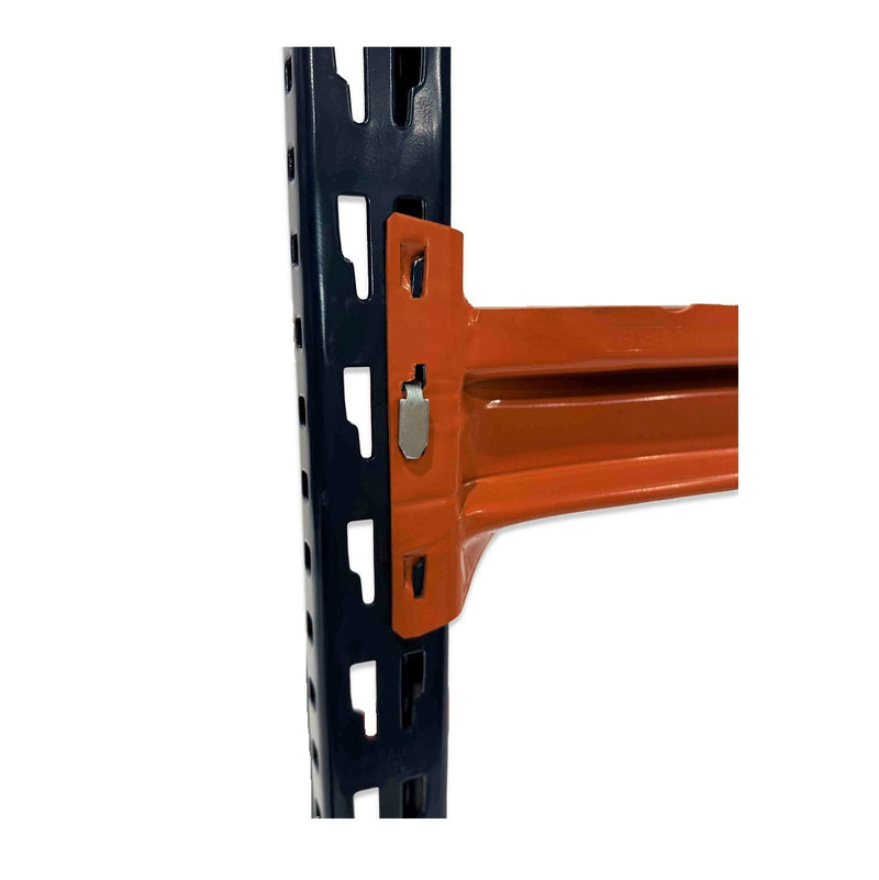 1x Mecalux Heavy Duty Longspan Shelving Extension Kit - 3000mm High - Blue & Orange