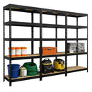 3x MSR Garage Shelving - 1800mm High - Up to 300kg - Black